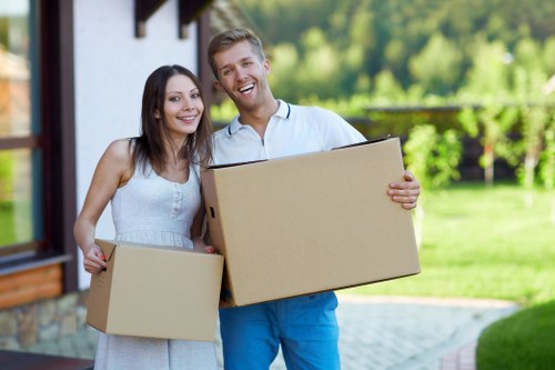 Business relocation items being organised for transport in West London