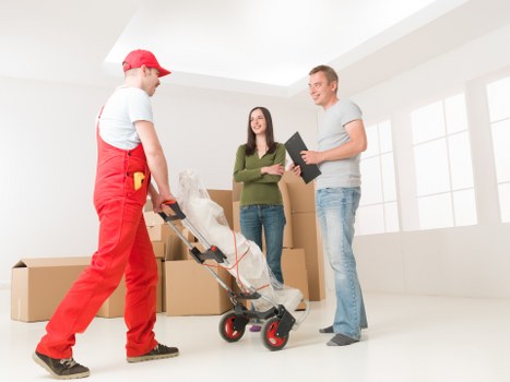 Boxes and furniture loaded into a removals van for an Acton relocation