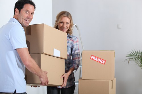 Office furniture and equipment prepared for a commercial move in Acton