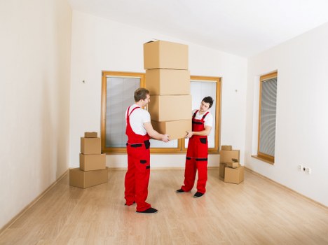 Moving day scene with boxes and household items in an Acton property