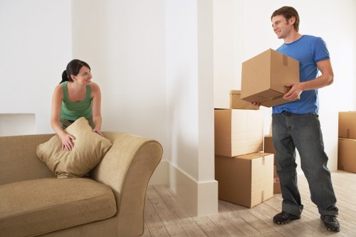 Commercial and residential moving support with a removals van in Acton